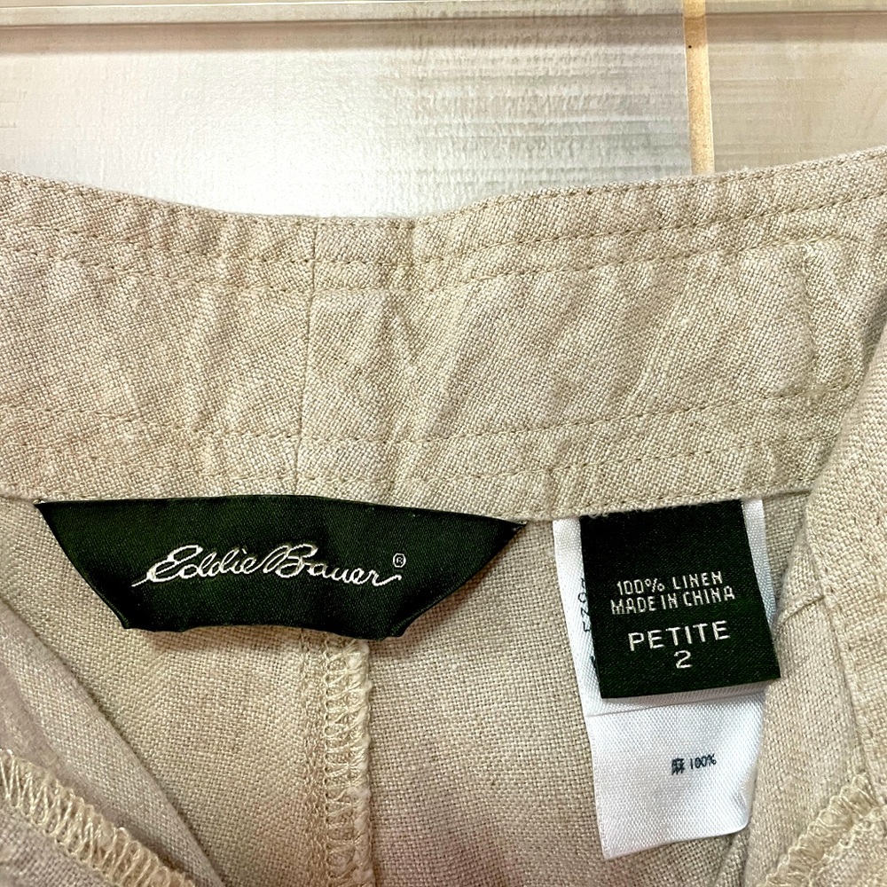 Eddie Bauer Flax 100% Linen Shorts With Drawstring Waist Sz 2p - Picture 4 of 5